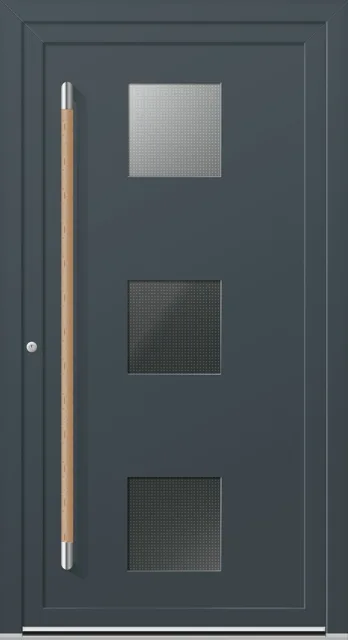 Haustüren PVC – Edition Louis 7746 RAL 7015 Schiefergrau Master Care Griff 8159 Buche 1600