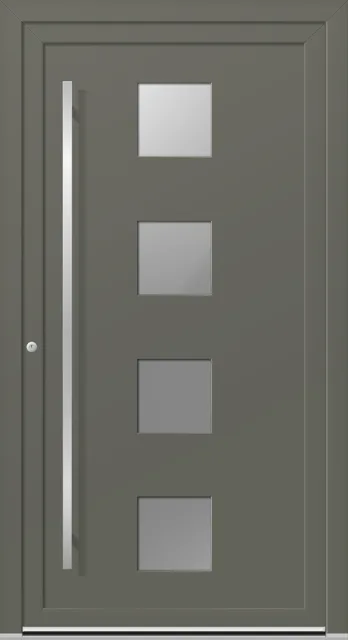 Haustüren PVC – Edition Dennis 7743 RAL 7039 Quarzgrau Designglas matt Griff 8525 HA312 1600