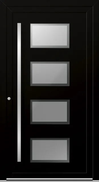 Haustüren PVC – Edition Torben 7750 RAL 9005 Tiefschwarz Designglas Griff 8537 1600