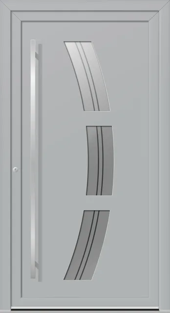 Haustüren PVC – Edition Felix 7048 RAL 7040 Fenstergrau Designglas Griff 8525 HA312 1600