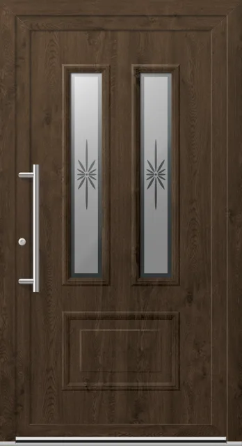 Haustüren PVC – Edition Achim 5545 Nussbaum Schmuckglas