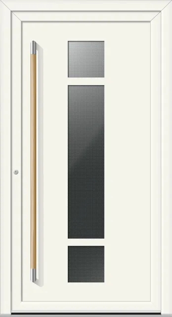 Haustüren PVC – Edition Stefan 7742 RAL 9016 Master Care Griff 8155 Eiche
