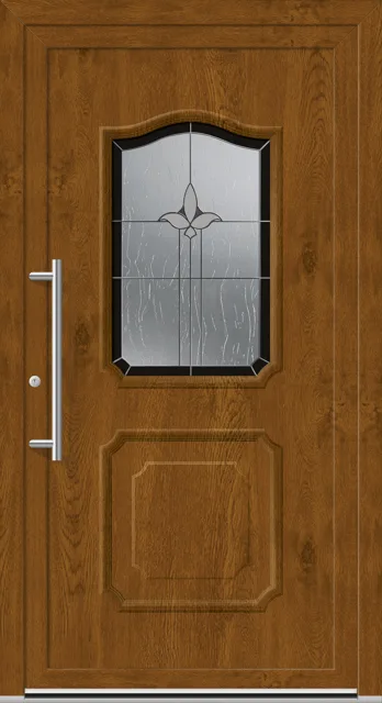 Haustüren PVC – Edition Alexander 5202 Golden Oak Schmuckglas
